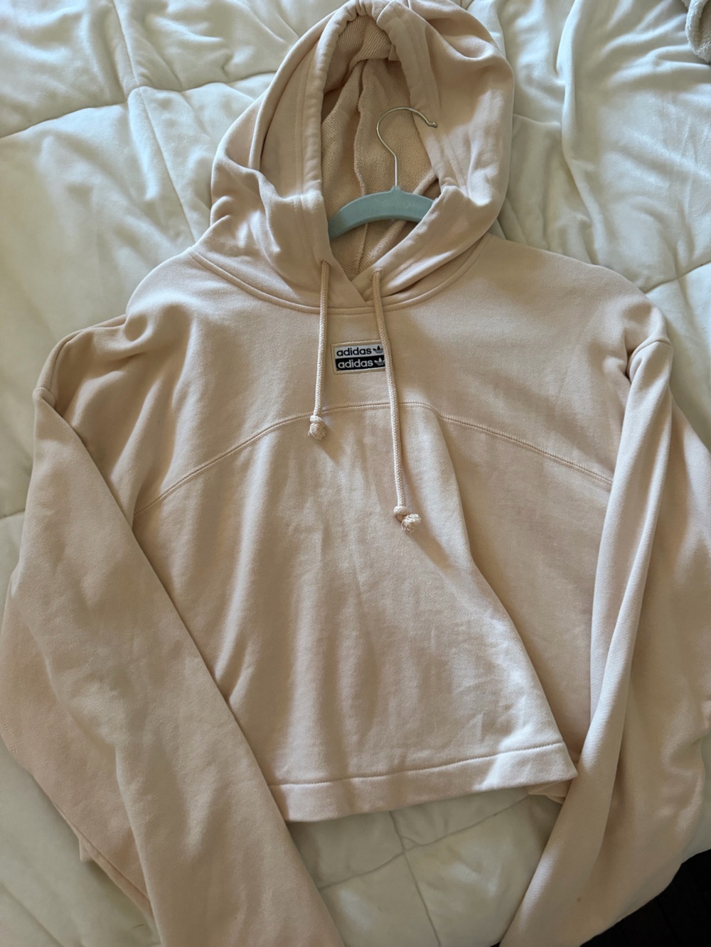 adidas Women's Pale Beige Cropped Hoodie